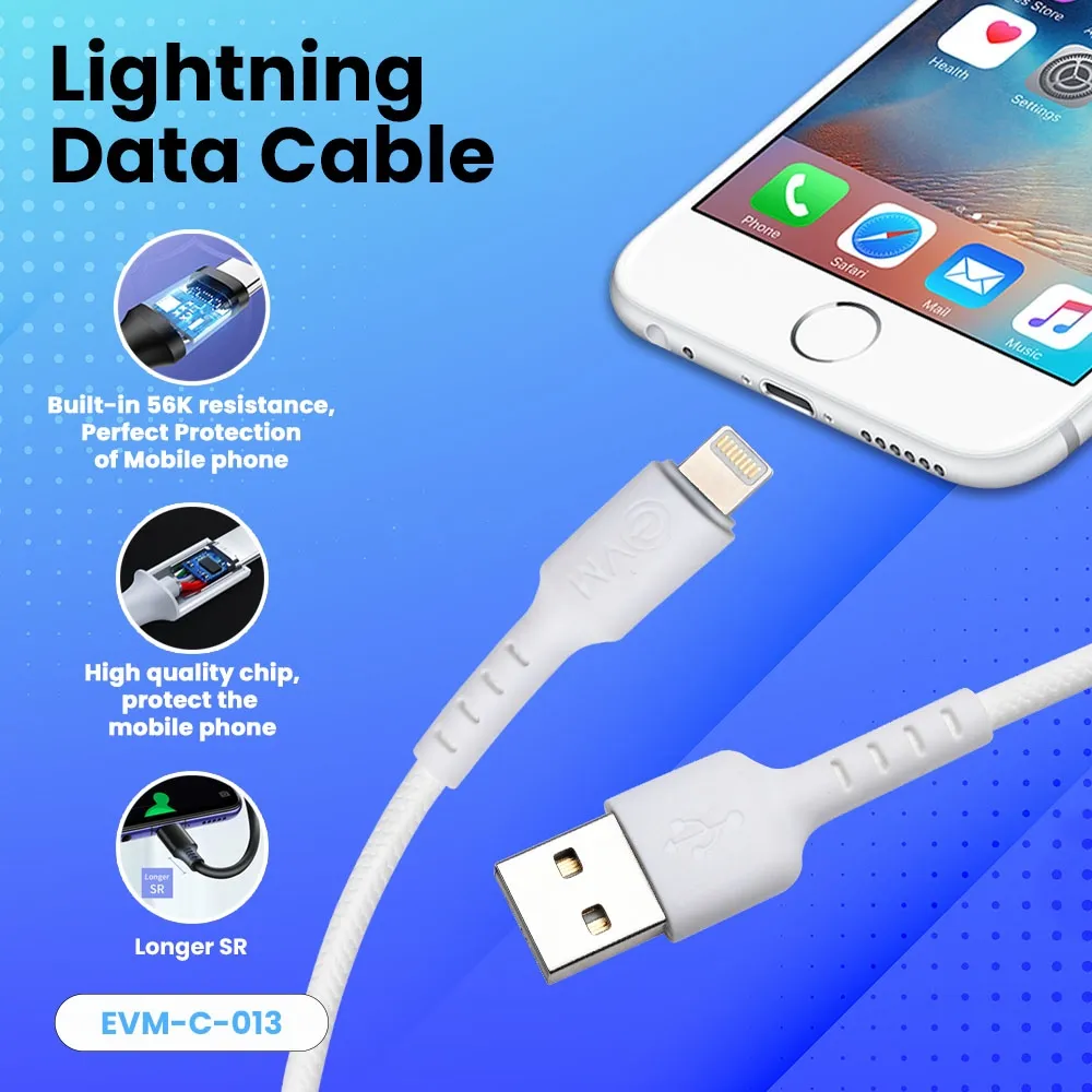 EVM USB To Iphone Lightning Charge & Sync Cable EVM-C-013-W view 7